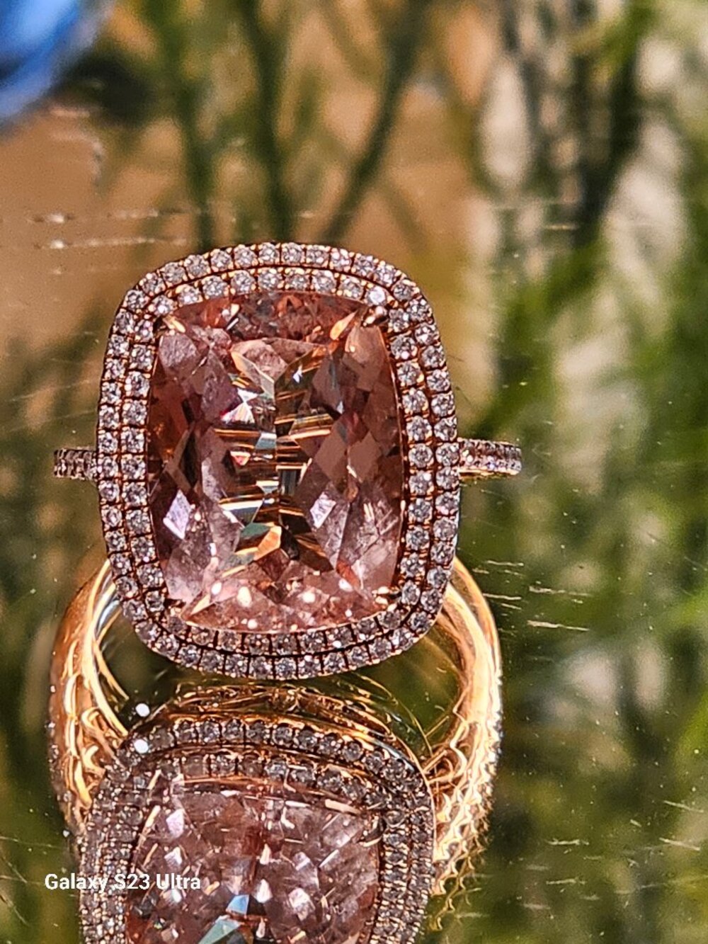Iliana 18K Rose Gold AAA Premium  Marropino Morganite,Diamond Ring, size 8